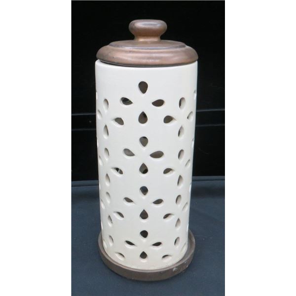 Vintage Ceramic Inddor/Outdoor Candle Lantern 13" Tall
