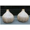Image 1 : Two Brown Striped Decorative Ceramic Vases 8" tall