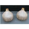Image 2 : Two Brown Striped Decorative Ceramic Vases 8" tall
