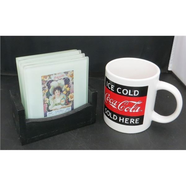 Coca-Cola Coasters Set & Ceramic Ice Cold Coca-Cola Mug