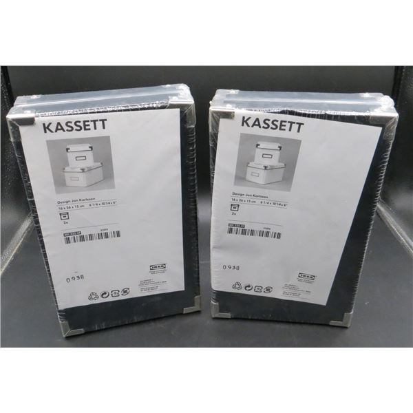 2 New Ikea Kassett Storage Boxes 6 1/4" x 10 1/4" x 6"