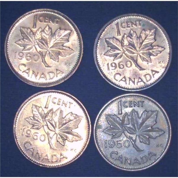 4x Canadian Pennies 1960