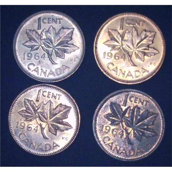 4x Canadian Pennies 1964