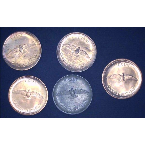 5x Canadian Pennies 1967