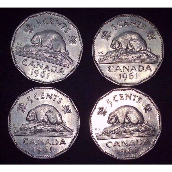4x Canadian Nickels 1961