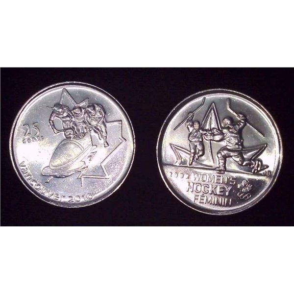 2 Canadian Quarters 2010 Olympics & 2002 Olympic Women's Hockey