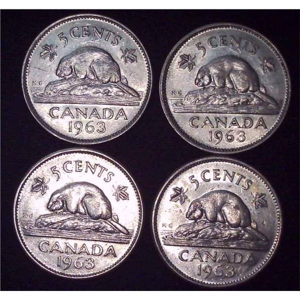 4x Canadian Nickels 1963