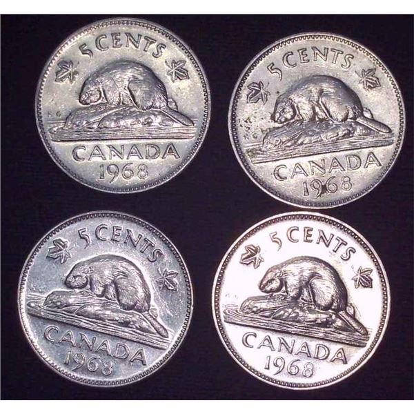 4x Canadian Nickels 1968