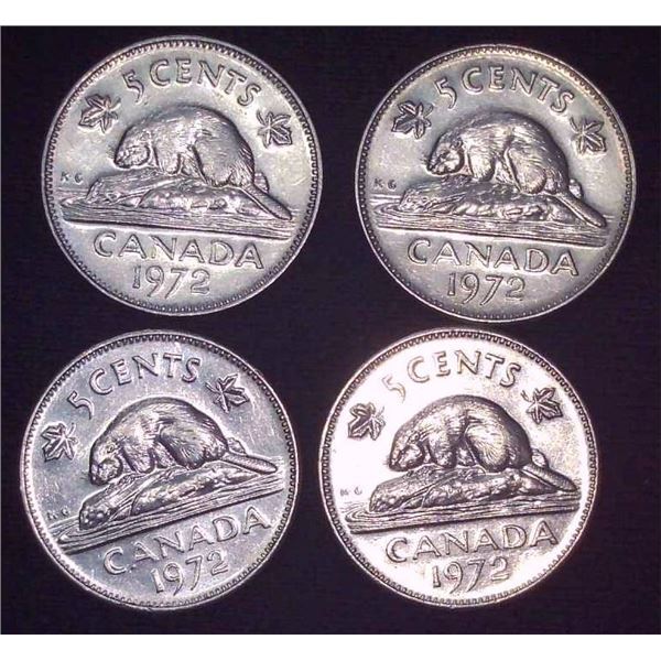 4x Canadian Nickels 1972