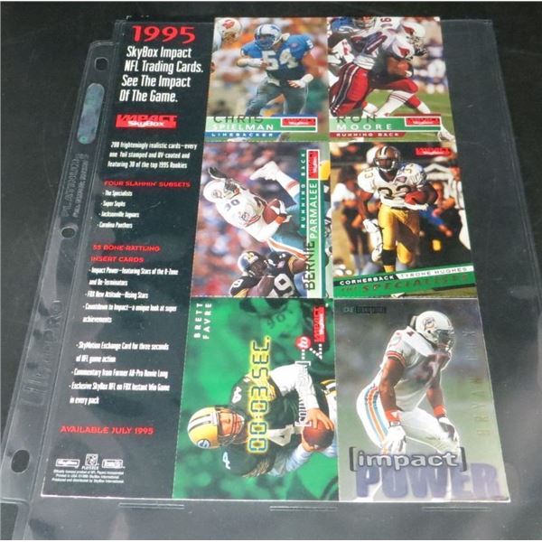 1995 Skybox Football Un-Cut 6 Card Promo Sheet