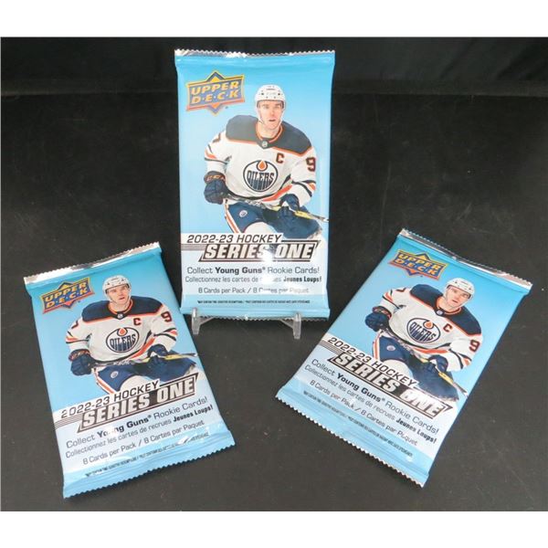 3 Sealed Packs of 2022-23 Upper Deck Hockey 8 cards per pack