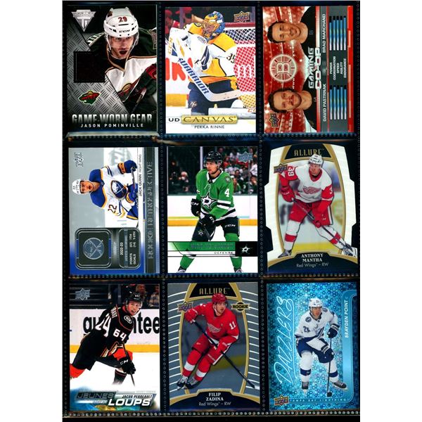 Lot of 9 Various Hockey Inserts or Rookie Cards Various Teams & Players
