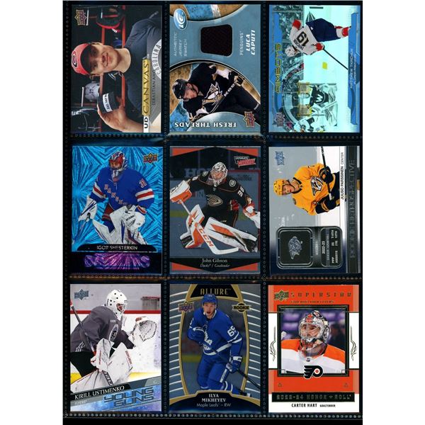 Lot of 9 Various Hockey Inserts or Rookie Cards Various Teams & Players