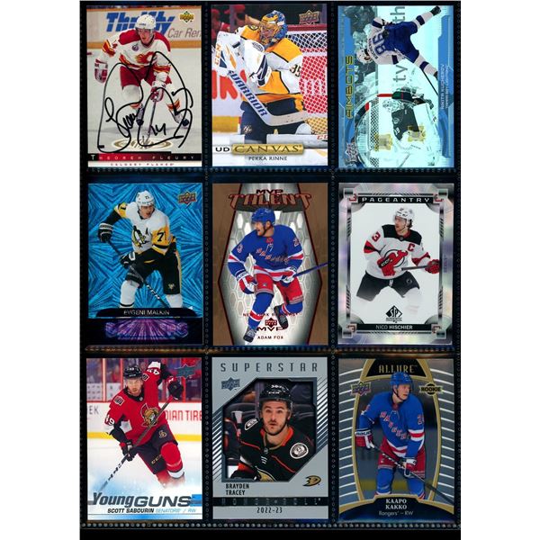 Lot of 9 Various Hockey Inserts or Rookie Cards Various Teams & Players