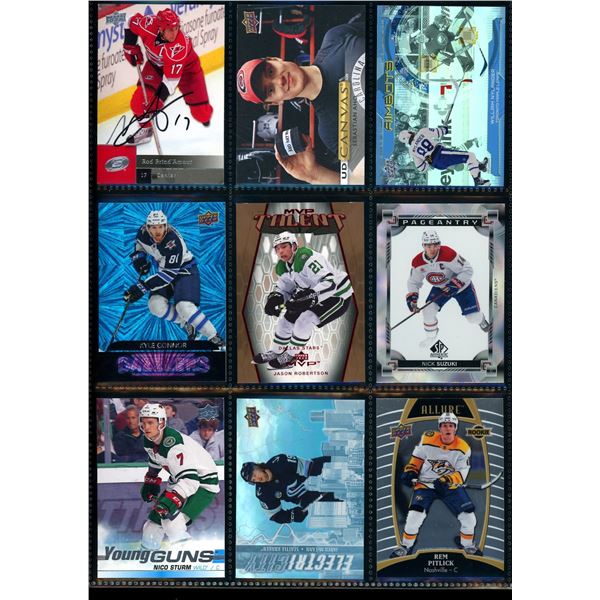 Lot of 9 Various Hockey Inserts or Rookie Cards Various Teams & Players