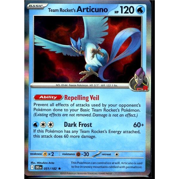 Pokemon Team Rocket's Articuno - 051/182 - Rare HOLO Destined Rivals