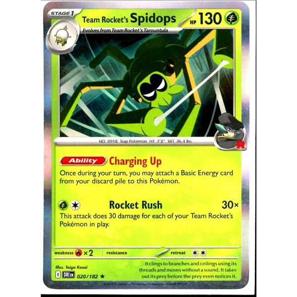 Pokemon Team Rocket's Spidops HOLO 020/182 Destined Rivals