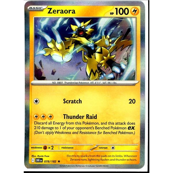 Pokemon Zeraora - 078/182 - Rare HOLO Destined Rivals