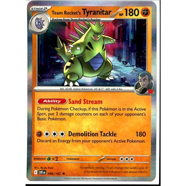 Pokemon Team Rocket's Tyranitar - 096/182 - Rare HOLO Destined Rivals