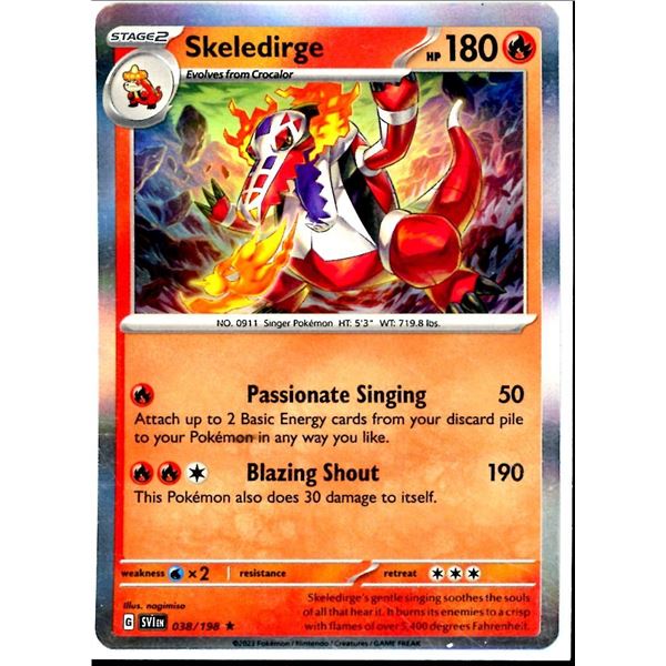 Pokemon Skeledirge - 038/198 - Rare Reverse Holo Scarlet & Violet