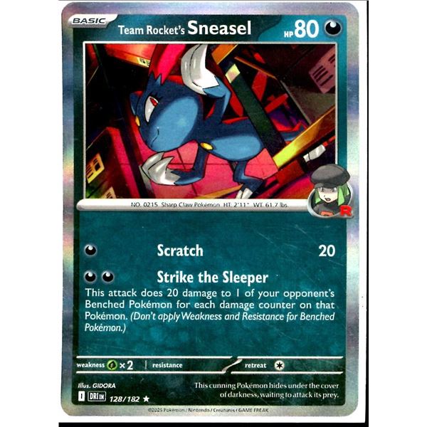 Pokemon Team Rocket's Sneasel - 128/182 - Rare HOLO Destined Rivals