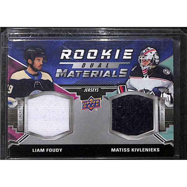 2020-21 Upper Deck Rookie Dual Materials #RDMFK Liam Foudy/Matiss Kivlenieks