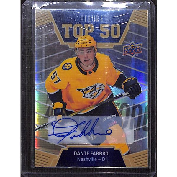 2019-20 Upper Deck Allure Top 50 Autographs Blue #T5023 Dante Fabbro BV $30