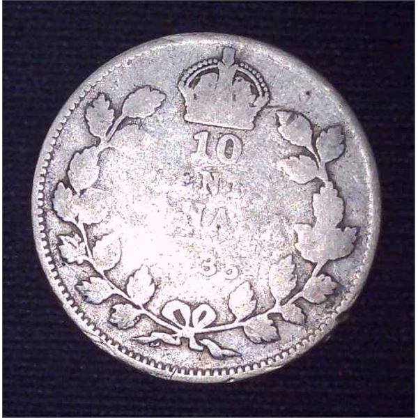 1935 Canadian Silver 10 Cent Coin