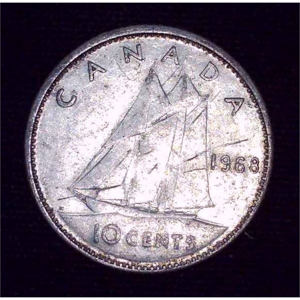 1968 Canadian Silver Dime (non-magnetic) 50% Silver