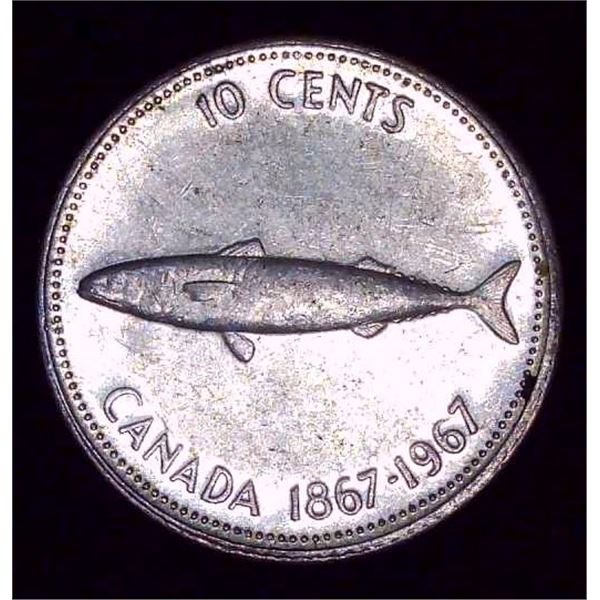 1967 Canadian Silver 10 Cent Coin