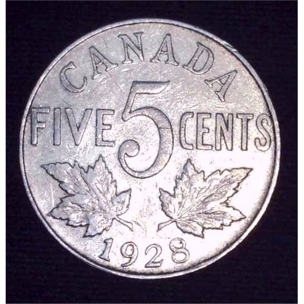 1928 Canadian 5 Cent Coin