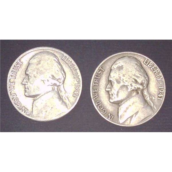 2x USA Nickels 1941