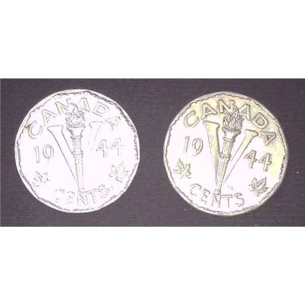 2x Canadian Nickels 1944