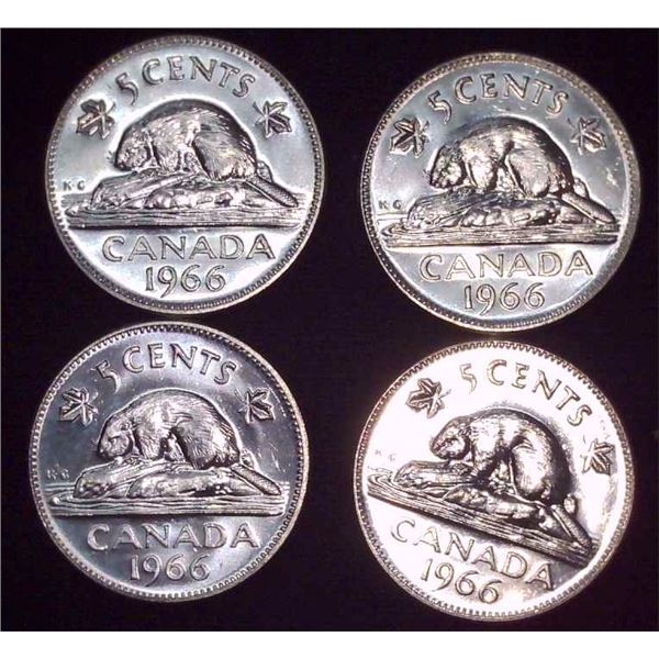 4x Canadian Nickels 1966