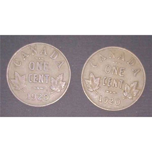 2x Canadian Pennies 1920