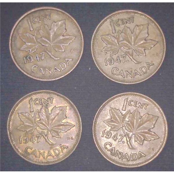 4x Canadian Pennies 1947