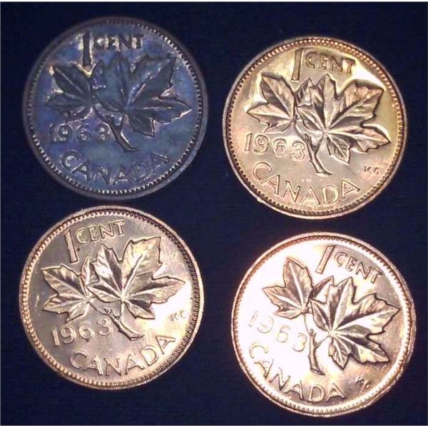 4x Canadian Pennies 1963