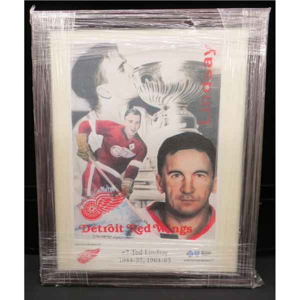Ted Lindsey Detroit Red Wings Canvas Framed By David ARRIGO 16" x 20"
