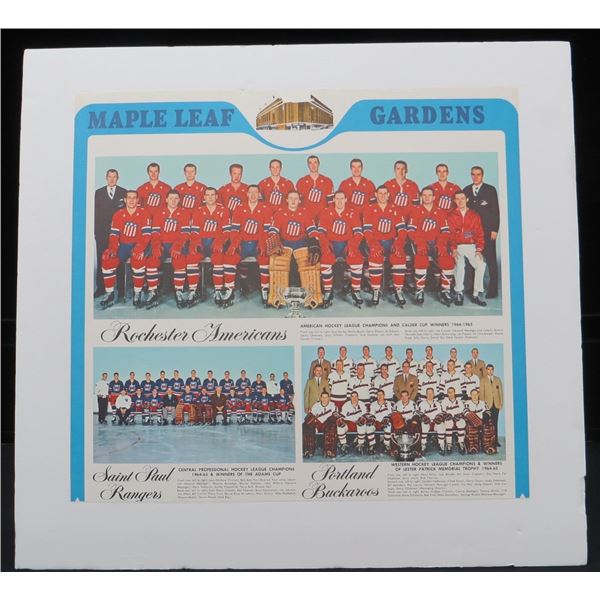 1964-65 Maple Leaf Gardens 17" x 15" Vintage Poster Mounted On Poster Board