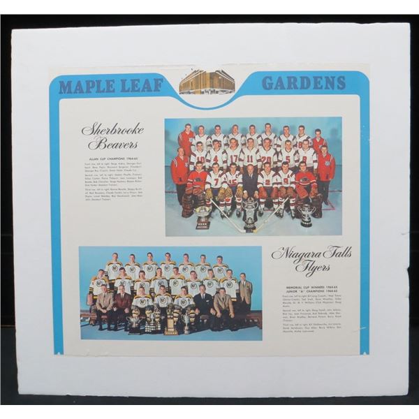 1964-65 Maple Leaf Gardens 17" x 15" Vintage Poster Mounted On Poster Board
