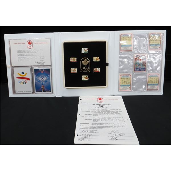 1992 Barcelona Summer Olympics Kraft Canada Custom Binder Cards Pins & Post Cards