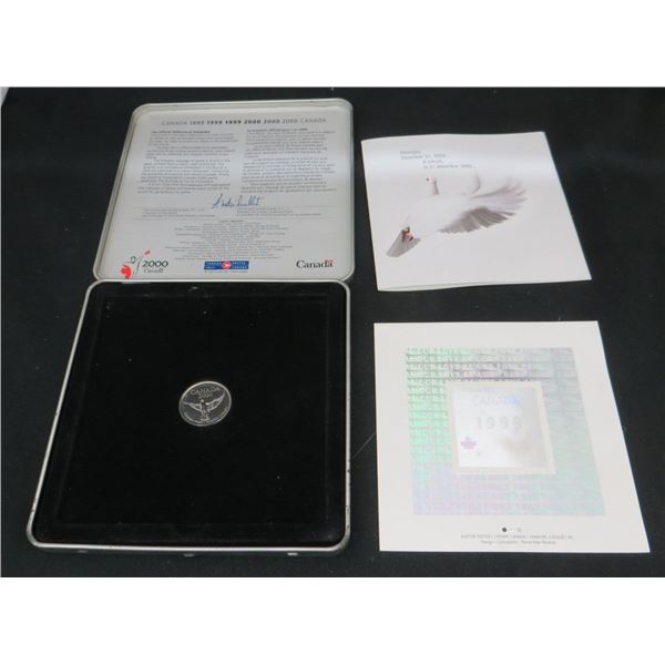 1999-2000 Official Canada Post Millennium Keepsake Dove Coin and 3 Stamp Set