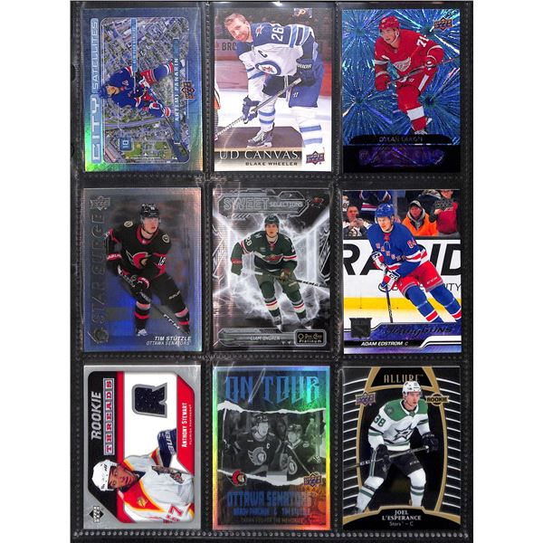 Lot of 9 Various Hockey Inserts or Rookie Cards Various Teams & Players