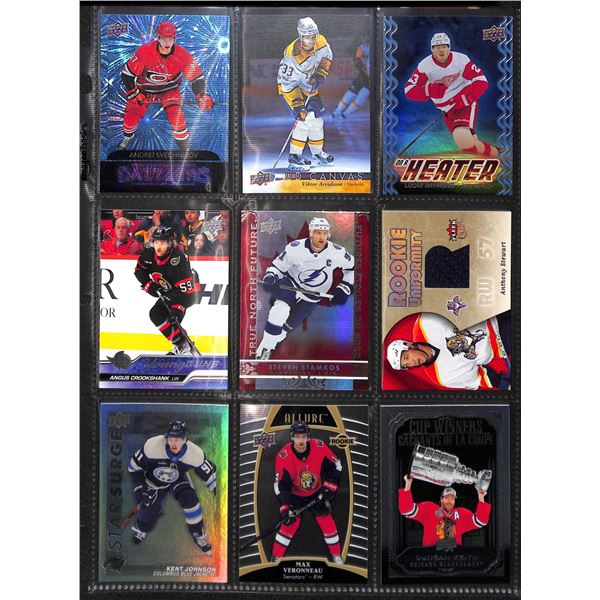 Lot of 9 Various Hockey Inserts or Rookie Cards Various Teams & Players