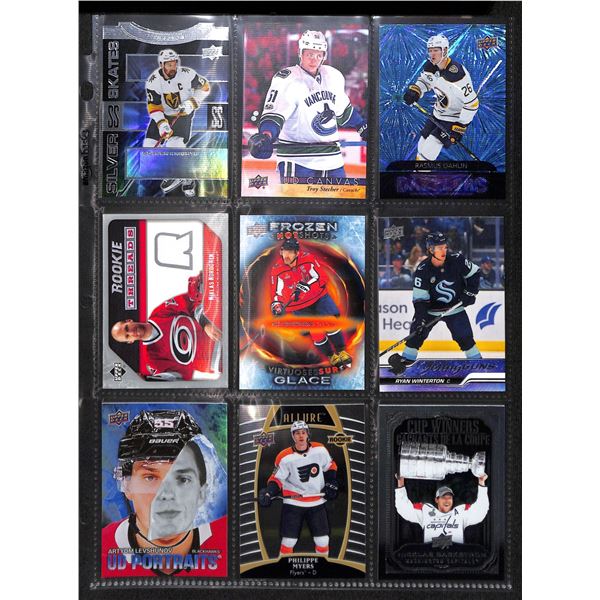 Lot of 9 Various Hockey Inserts or Rookie Cards Various Teams & Players