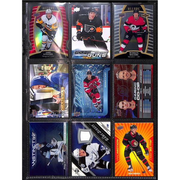 Lot of 9 Various Hockey Inserts or Rookie Cards Various Teams & Players