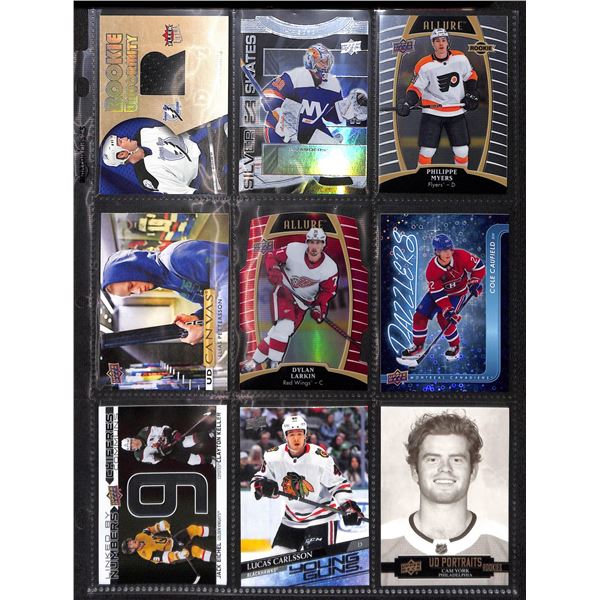Lot of 9 Various Hockey Inserts or Rookie Cards Various Teams & Players