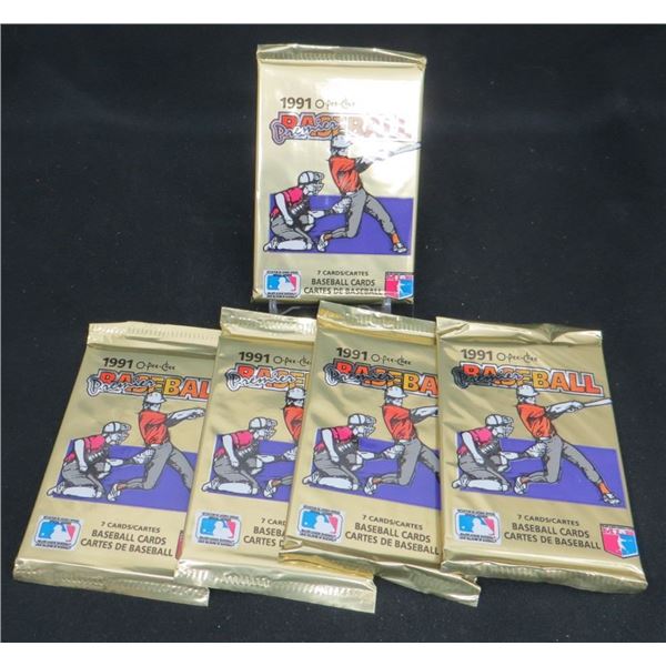 5 Sealed Packs Of 1991 OPC Premier Baseball 7 Cards Per Pack