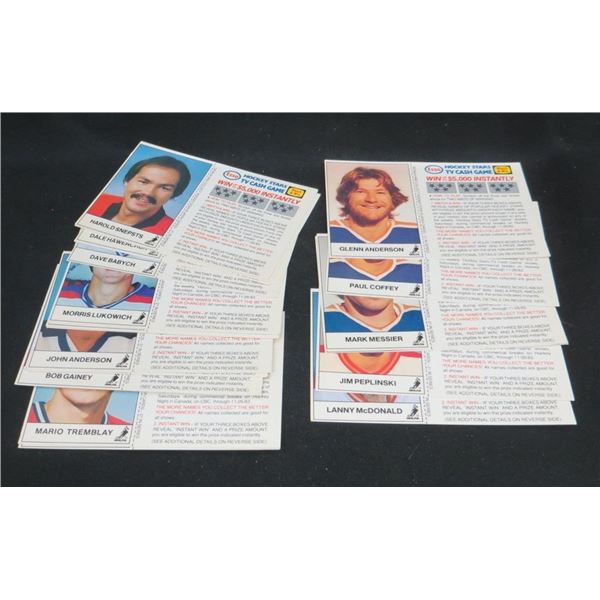 1983 Esso Hockey Stars TV Cash Game Cards Unscratched Mark Messier, Lanny McDonald & More