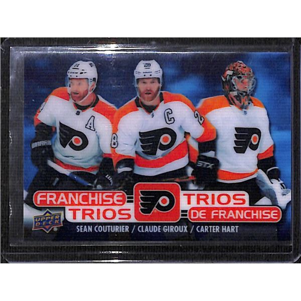 2020-21 Upper Deck Tim Hortons Franchise Trios #T17 Sean Couturier/Claude Giroux/Carter Hart BV $30
